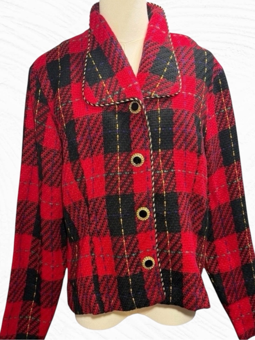 Vintage Lindsey Scott Plaid multi color blazer size 12